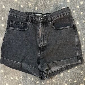 American Apparel Black Jean Shorts High-Waisted Cuffed